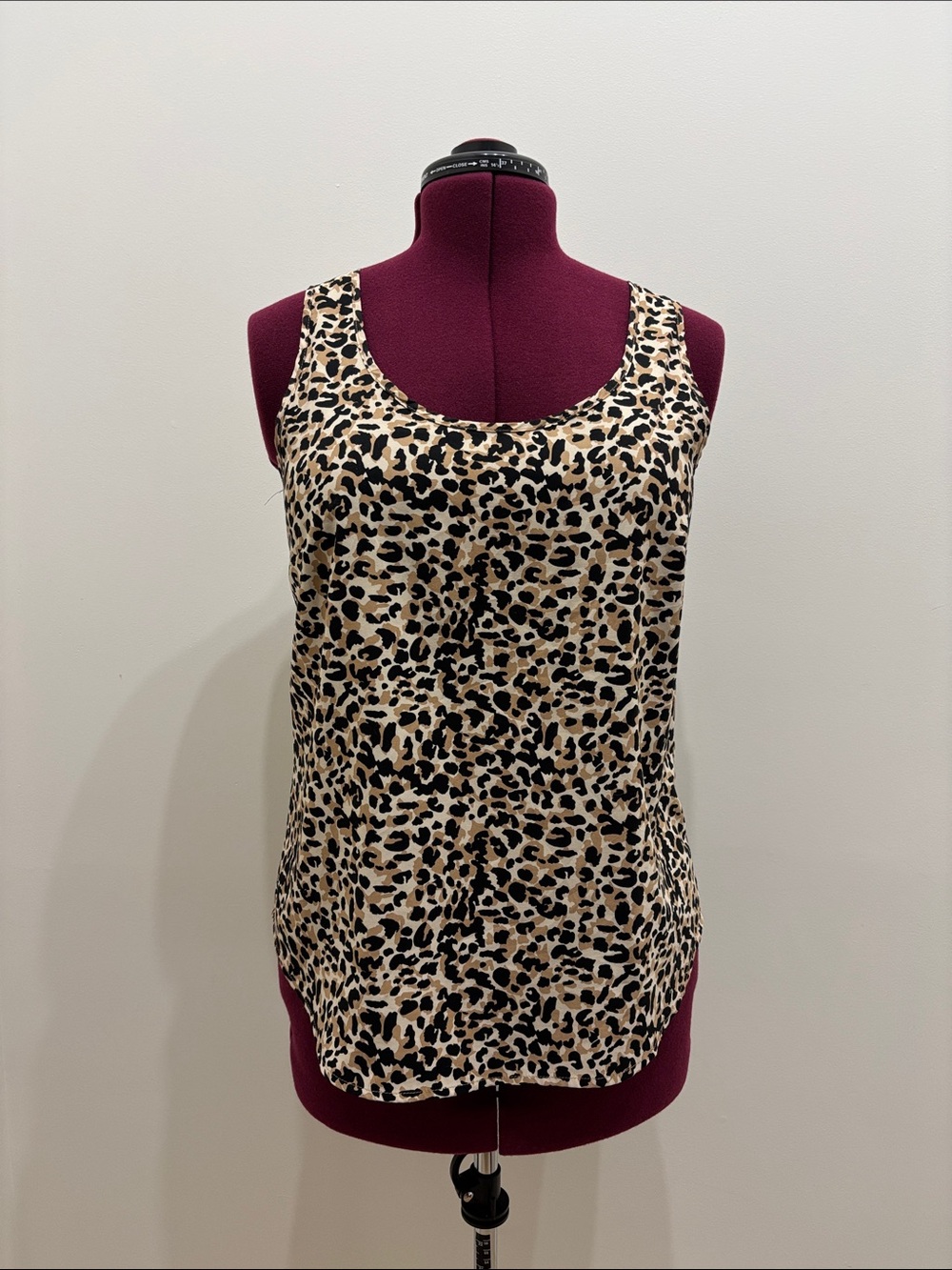 Faded Glory Leopard Print Scoop Neck Tank - Black & Tan